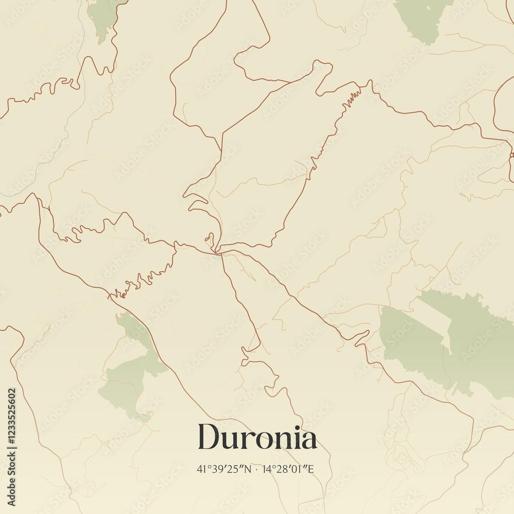 Fototapeta premium Vintage map of Duronia, Italy.