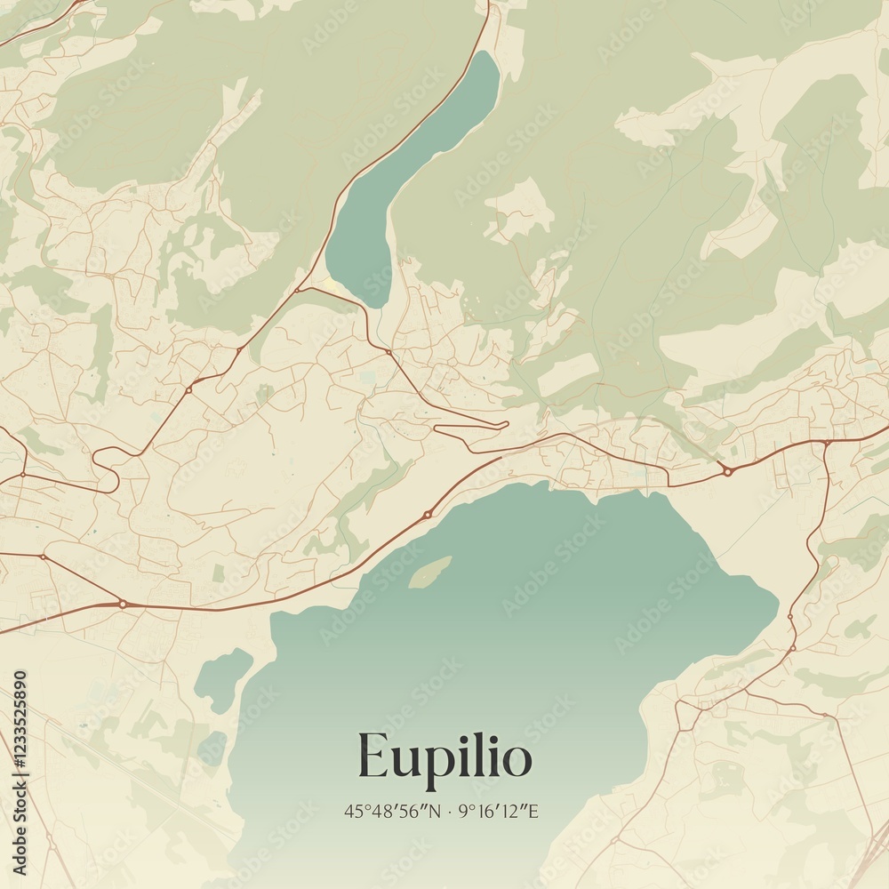Obraz premium Vintage map of Eupilio, Italy.