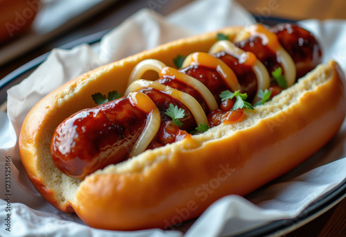 New York Hot Dog with Onions and Relish photo