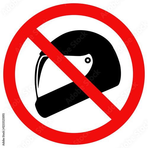 No Helmet icon sign. Do not enter with full face helmet sign. Flat style vector illustration editable isolated design.