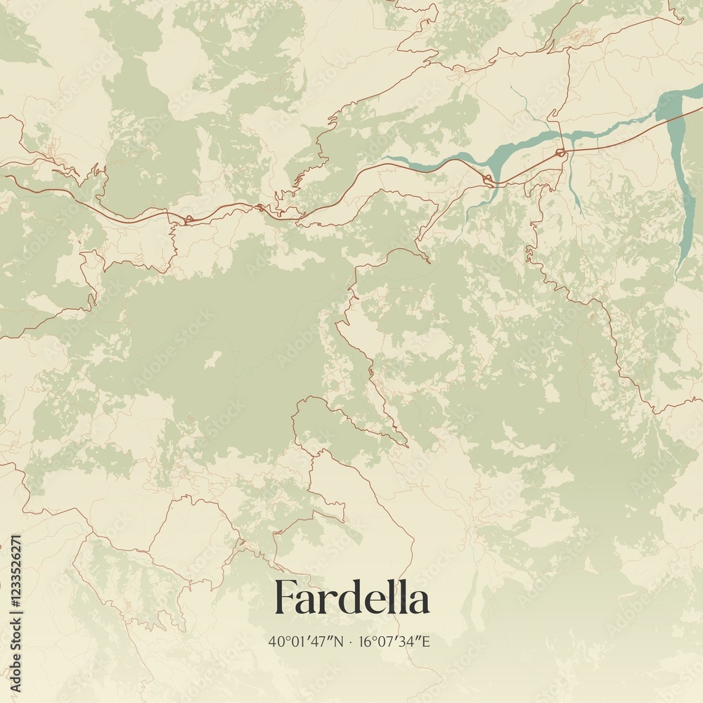 Naklejka premium Vintage map of Fardella, Italy.