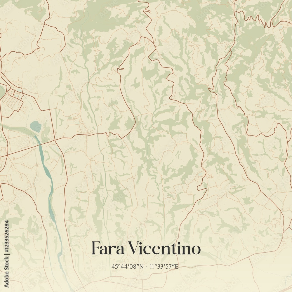 Fototapeta premium Vintage map of Fara Vicentino, Italy.