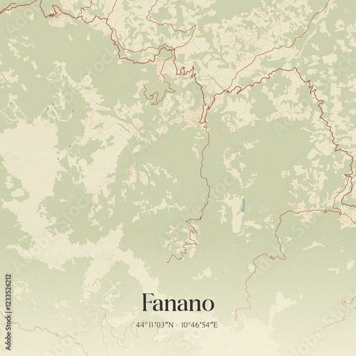 Vintage map of Fanano, Italy. photo