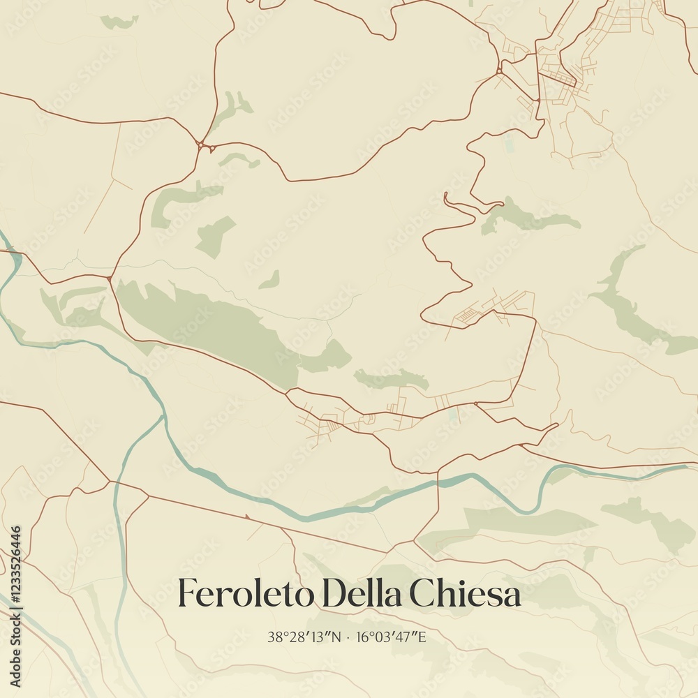 Obraz premium Vintage map of Feroleto Della Chiesa, Italy.