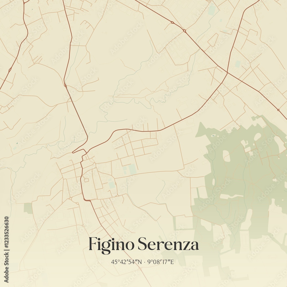 Obraz premium Vintage map of Figino Serenza, Italy.