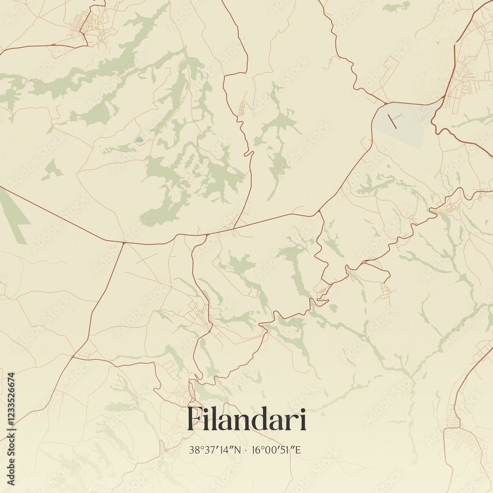 Fototapeta premium Vintage map of Filandari, Italy.