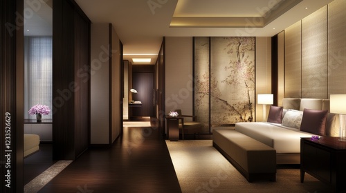 Wallpaper Mural Luxurious Hotel Suite Interior Design with Asian Art Torontodigital.ca
