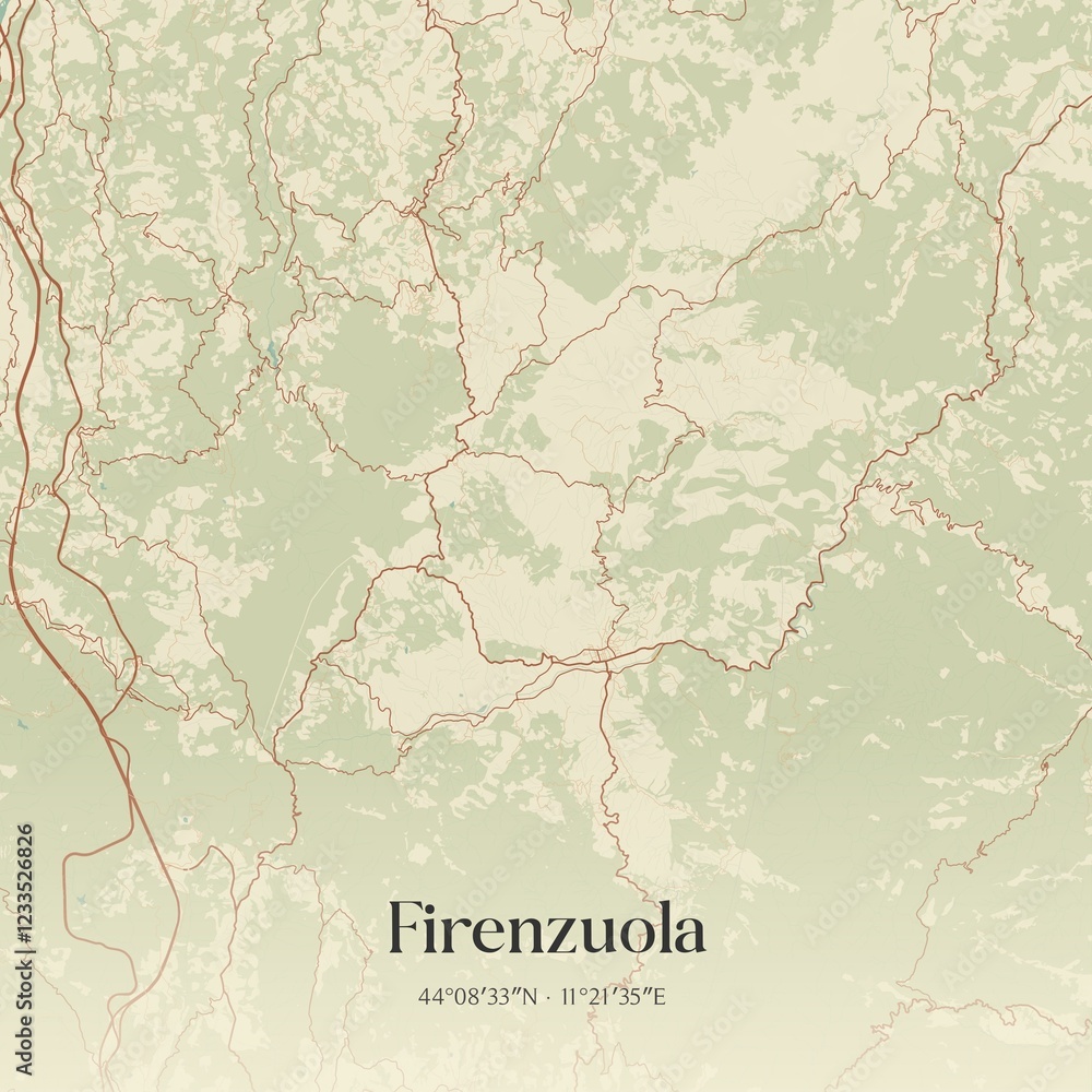 Fototapeta premium Vintage map of Firenzuola, Italy.