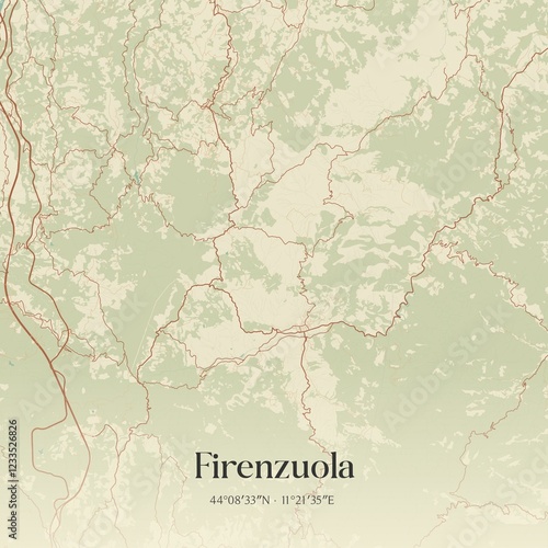 Vintage map of Firenzuola, Italy.