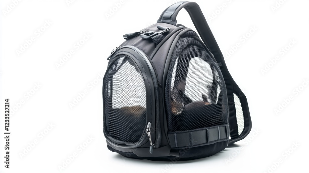 Stylish black pet carrier backpack designed for comfort and convenience. Perfect for travel and adventures with your furry friend. Keep them safe and secure. Generative AI Stylish black pet carrier backpack designed for comfort and convenience. Perfect for travel and adventures with your furry friend. Keep them safe and secure. Generative AI