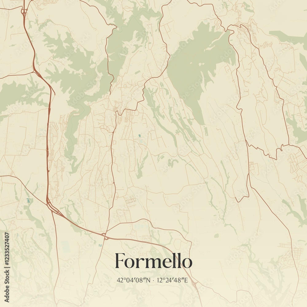 Fototapeta premium Vintage map of Formello, Italy.