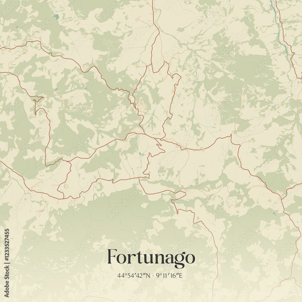 Obraz premium Vintage map of Fortunago, Italy.