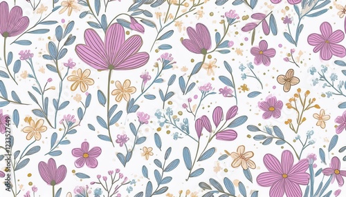 Wallpaper Mural Elegant Seamless Pattern with Tiny Florals on White Background Perfect for Wrapping Paper, Scrapbooking, Textile Design, or Home Decor Inspiration Torontodigital.ca