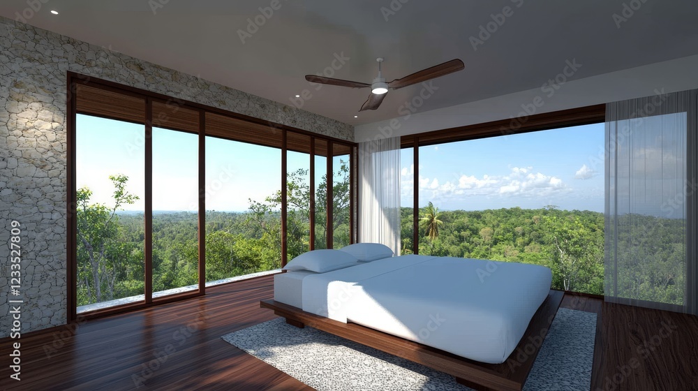 Fototapeta premium Luxurious Jungle View Bedroom Suite Design