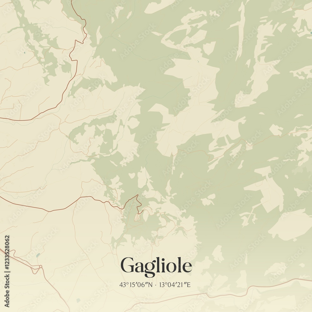 Fototapeta premium Vintage map of Gagliole, Italy.