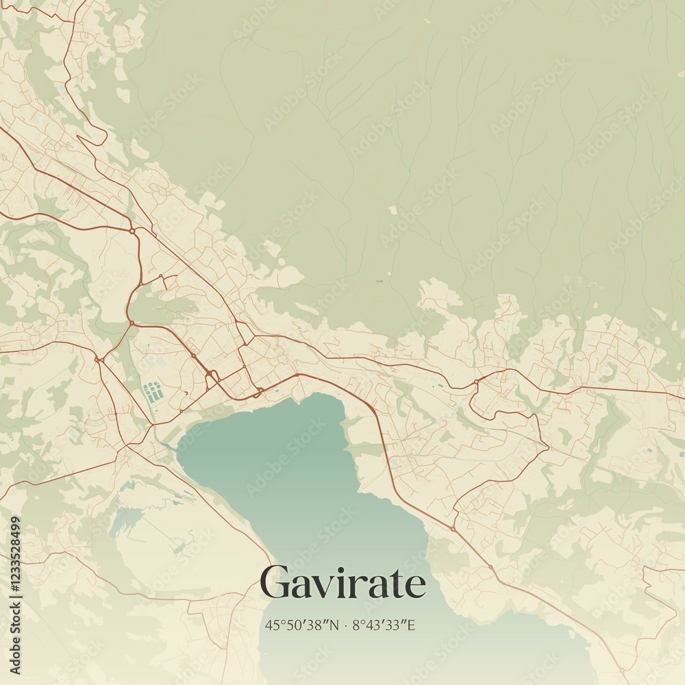 Obraz premium Vintage map of Gavirate, Italy.