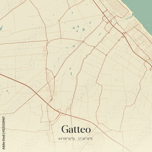 Vintage map of Gatteo, Italy. photo