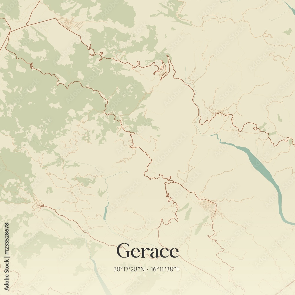 Obraz premium Vintage map of Gerace, Italy.