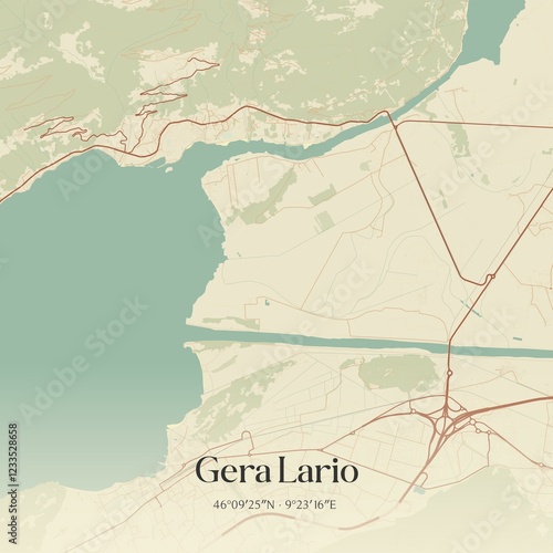 Fototapeta Naklejka Na Ścianę i Meble -  Vintage map of Gera Lario, Italy.