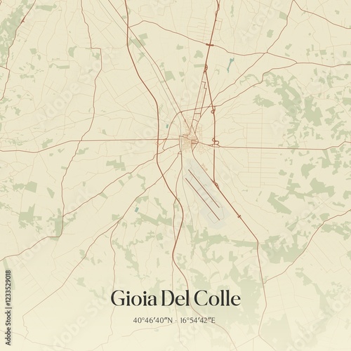 Vintage map of Gioia Del Colle, Italy.