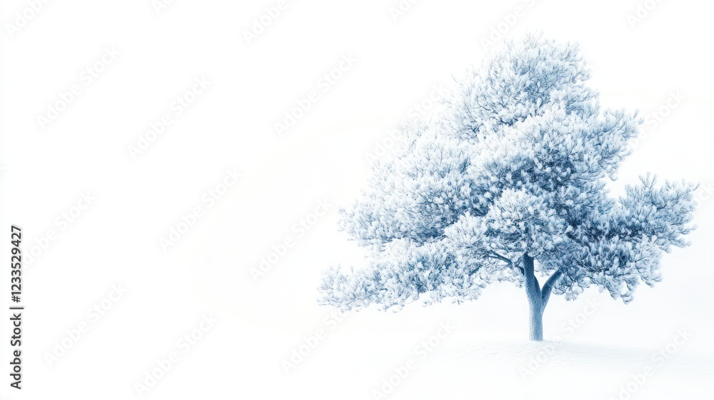 Snowy tree winter landscape, serene background, nature peace Snowy tree winter landscape, serene background, nature peace