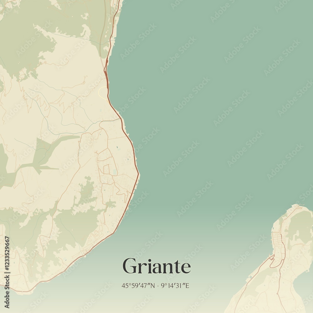Vintage map of Griante, Italy.