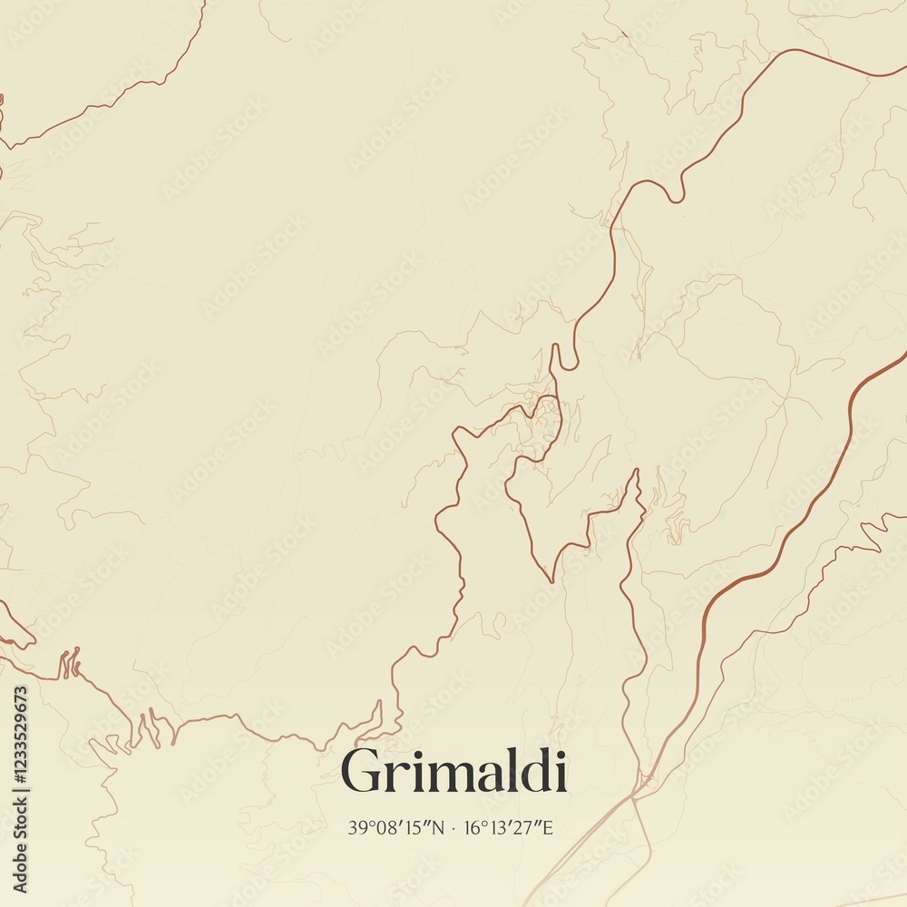 Fototapeta premium Vintage map of Grimaldi, Italy.