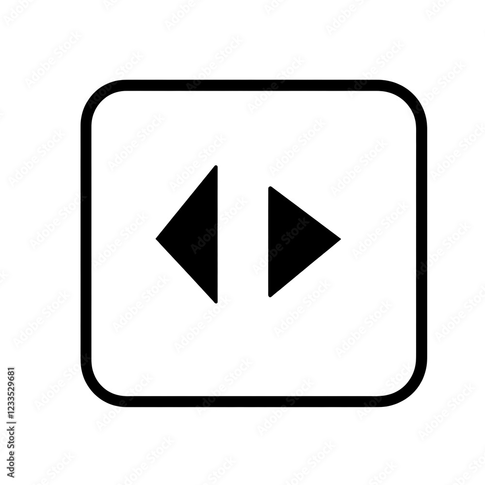 Square button with left and right arrows indicating navigation Square button with left and right arrows indicating navigation