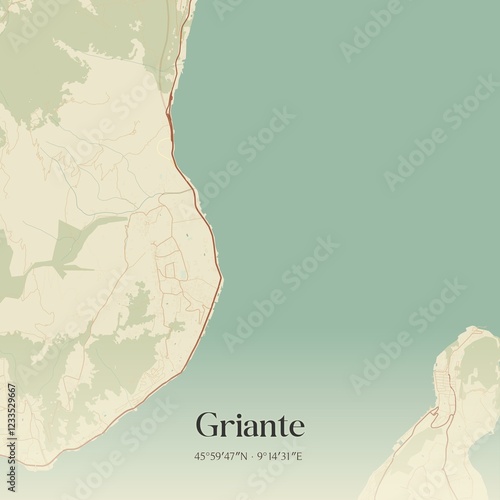Obraz na płótnie Vintage map of Griante, Italy. w salonie