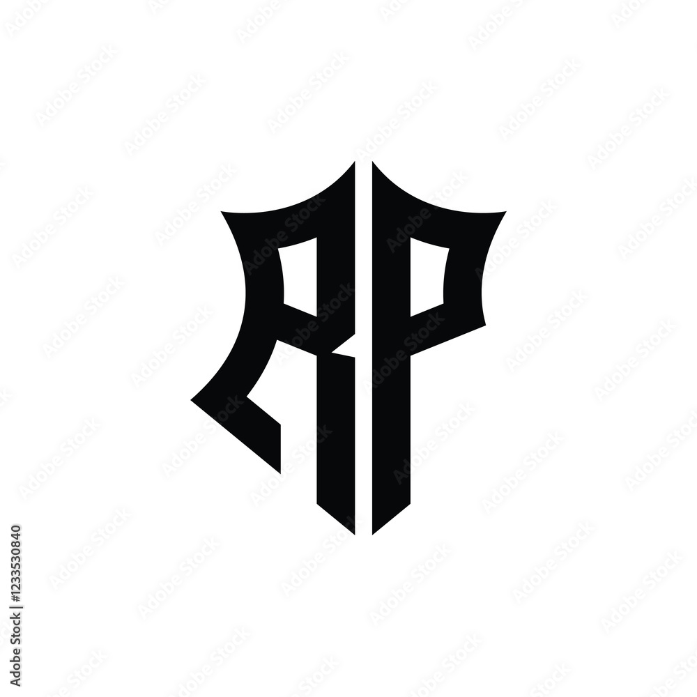 Obraz premium RP monogram logo design letter text name symbol monochrome logotype alphabet character simple logo
