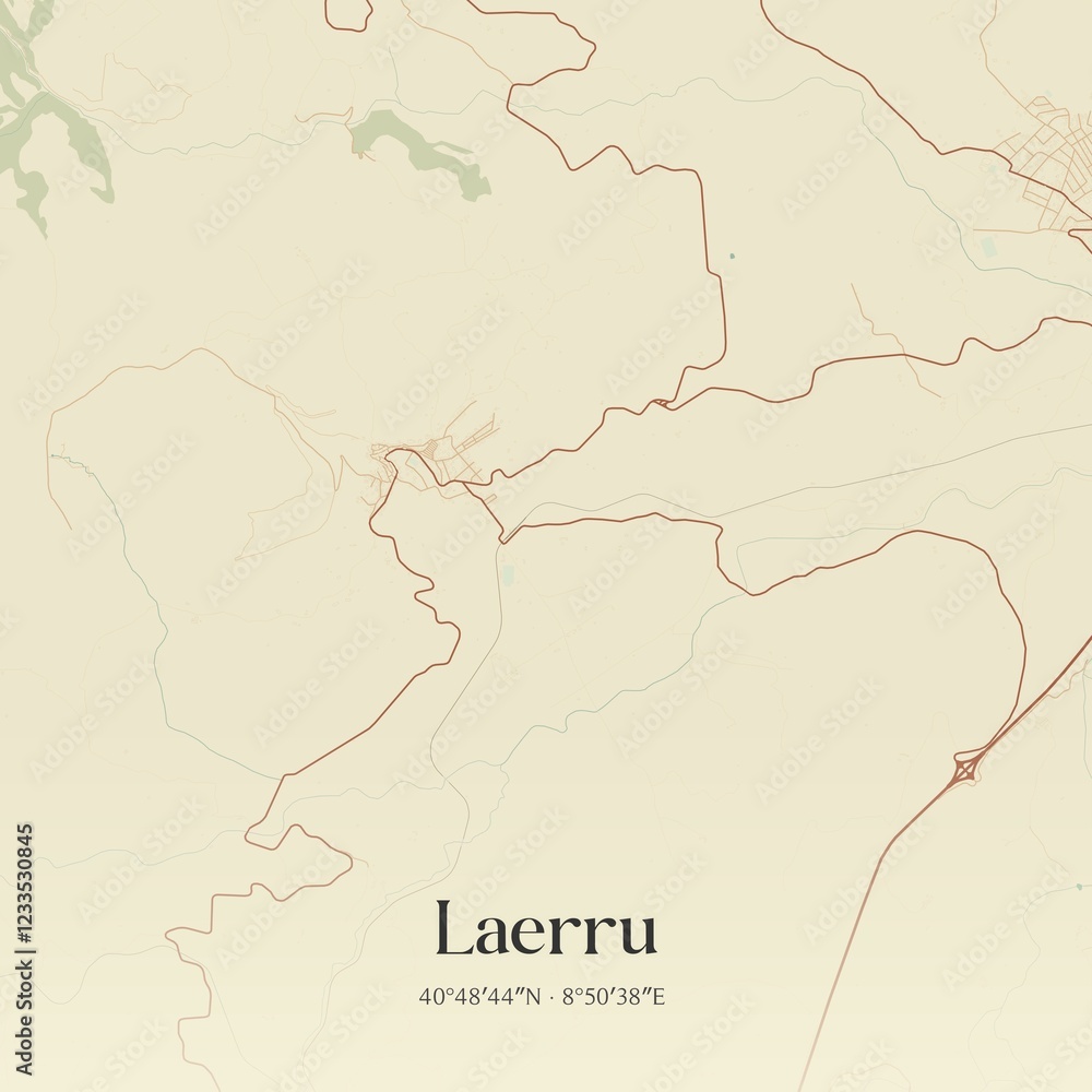 Fototapeta premium Vintage map of Laerru, Italy.