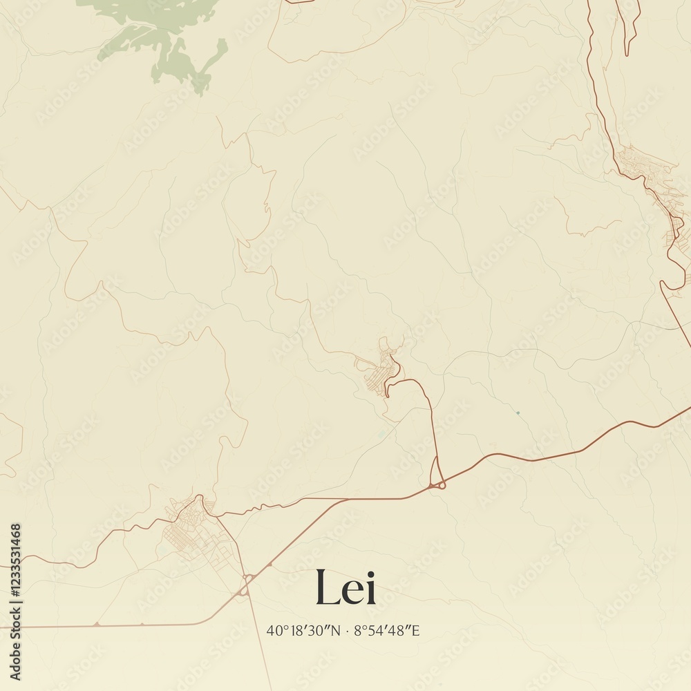 Fototapeta premium Vintage map of Lei, Italy.
