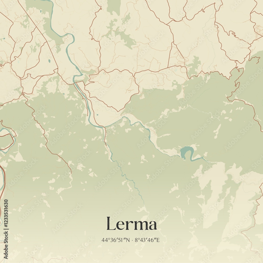 Obraz premium Vintage map of Lerma, Italy.
