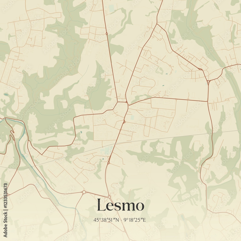 Obraz premium Vintage map of Lesmo, Italy.
