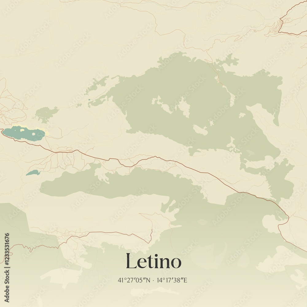 Fototapeta premium Vintage map of Letino, Italy.
