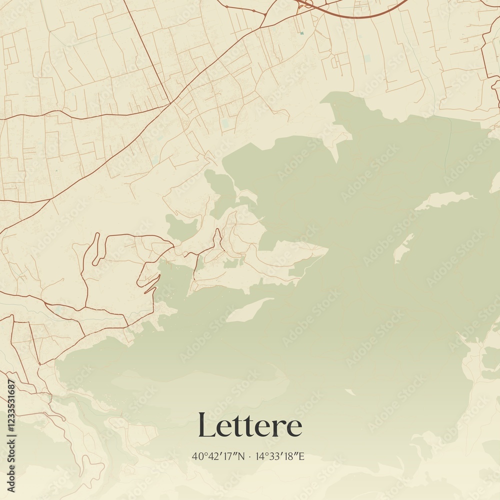 Obraz premium Vintage map of Lettere, Italy.