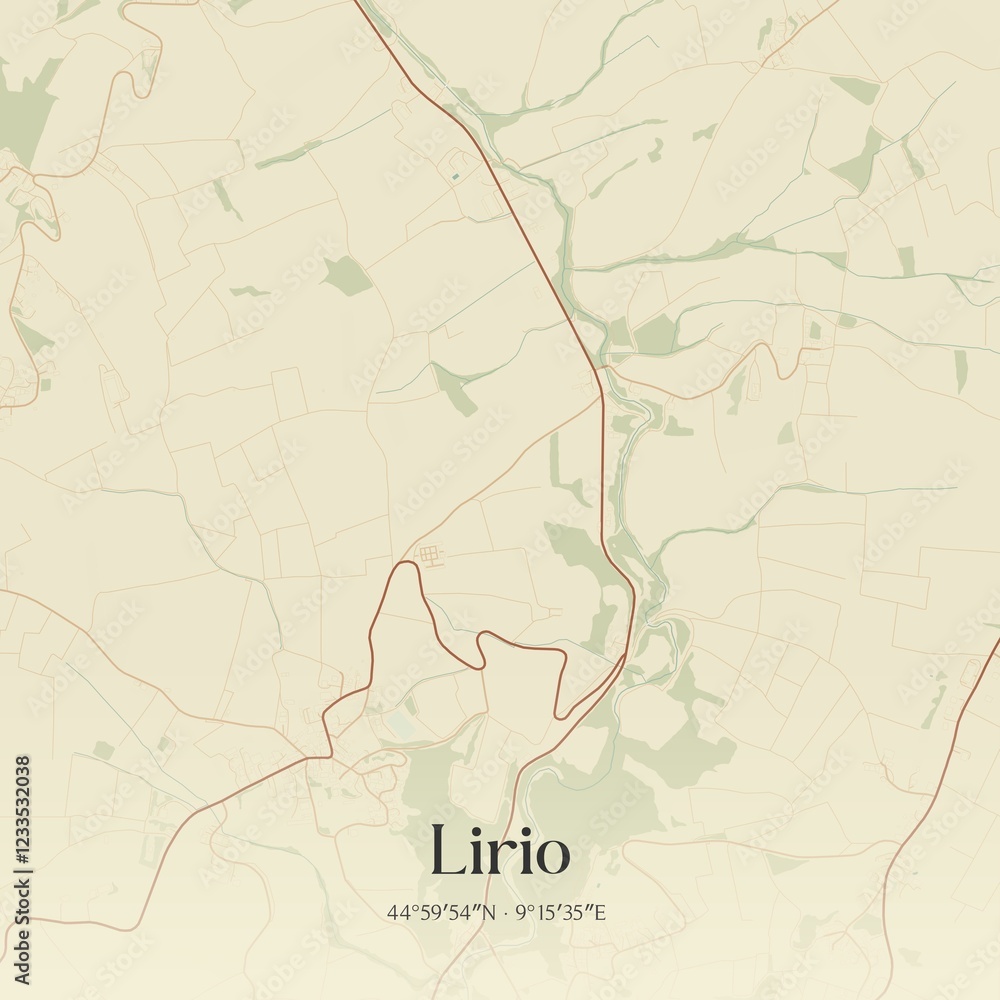 Fototapeta premium Vintage map of Lirio, Italy.