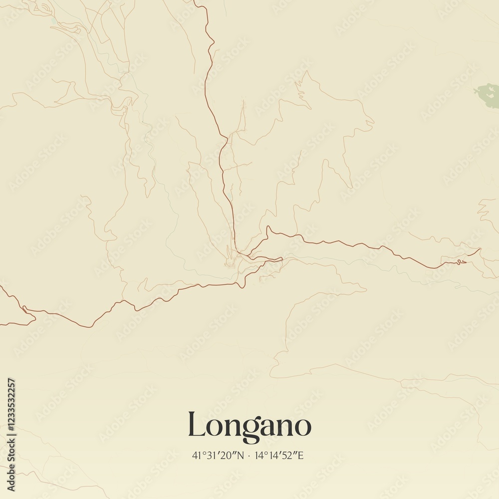 Fototapeta premium Vintage map of Longano, Italy.