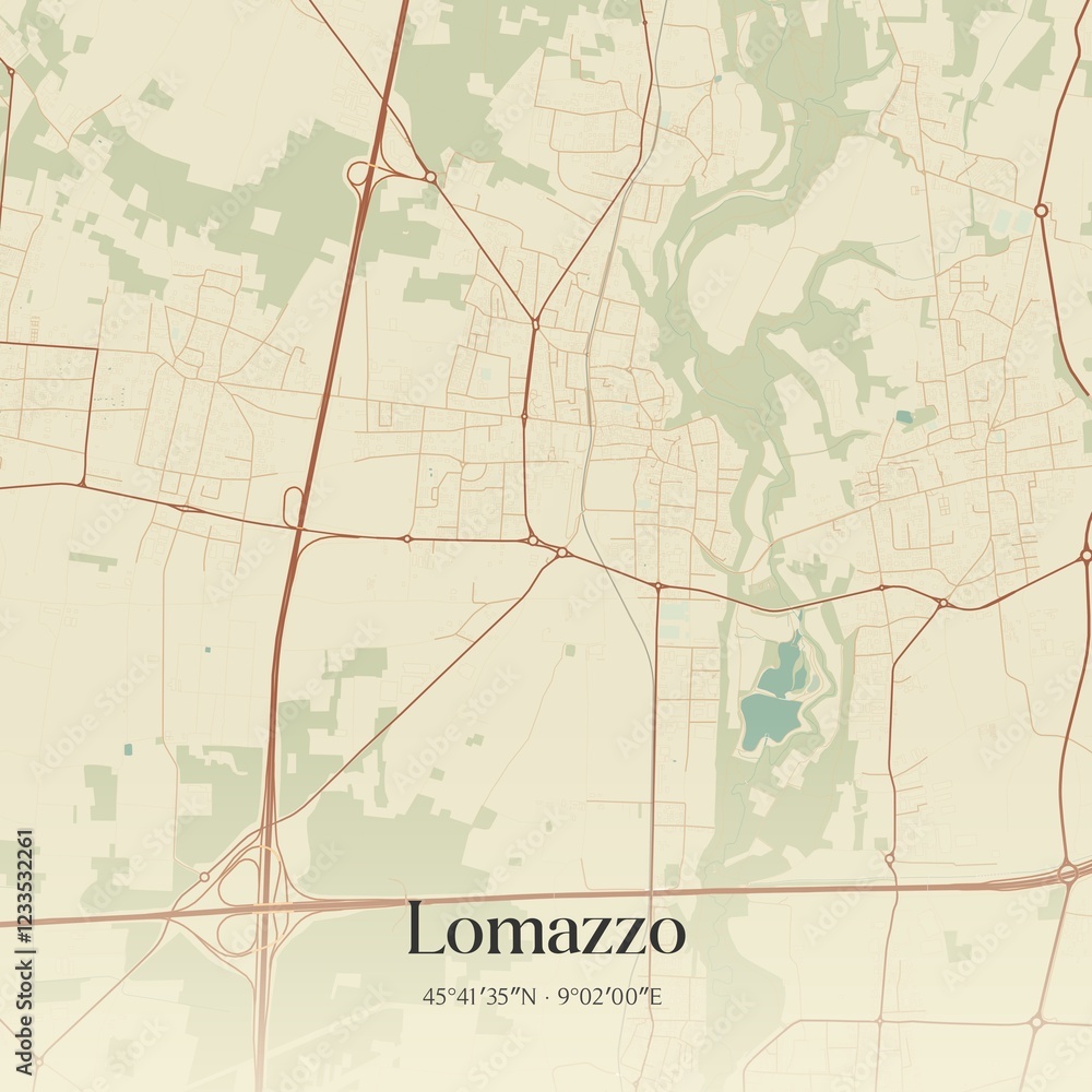 Obraz premium Vintage map of Lomazzo, Italy.