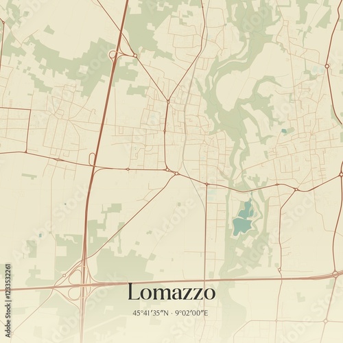Vintage map of Lomazzo, Italy.