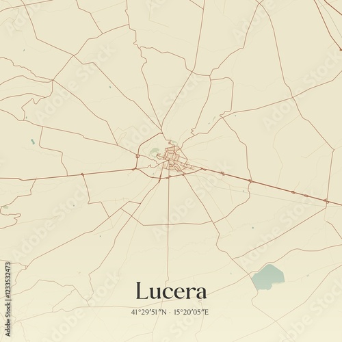 Vintage map of Lucera, Italy.