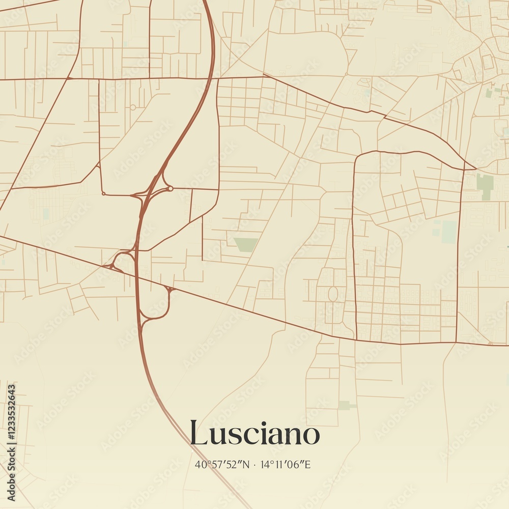 Fototapeta premium Vintage map of Lusciano, Italy.