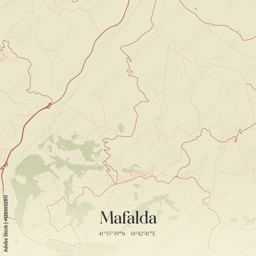 Fototapeta premium Vintage map of Mafalda, Italy.