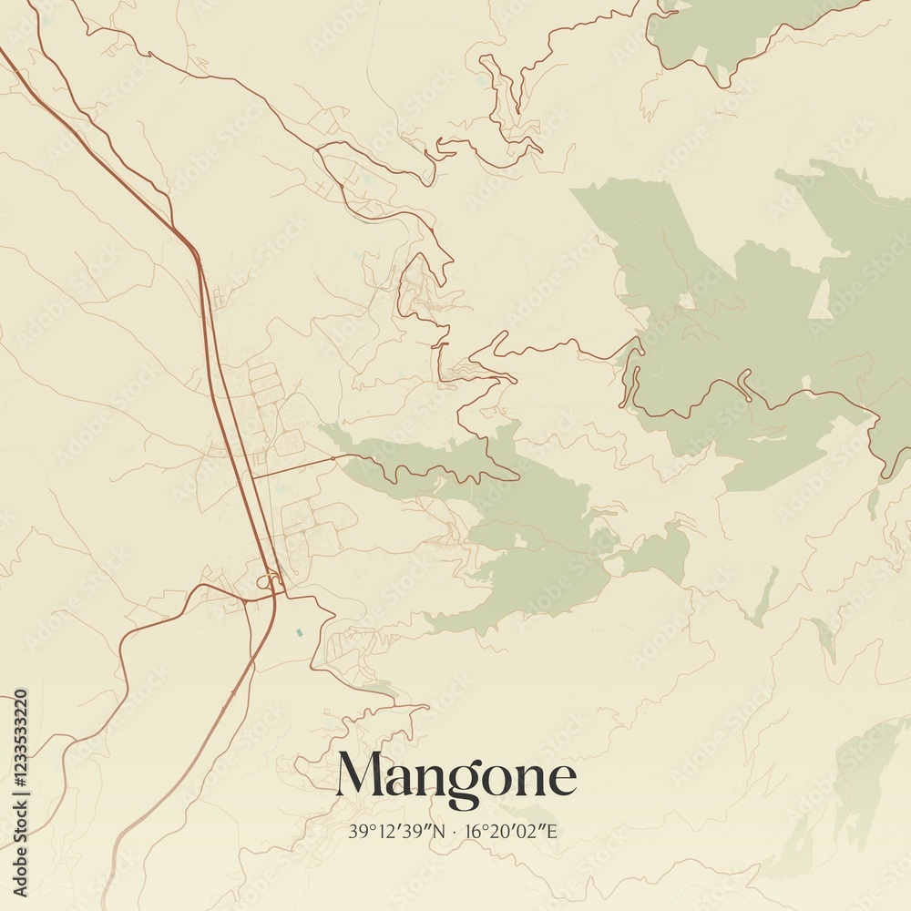 Obraz premium Vintage map of Mangone, Italy.