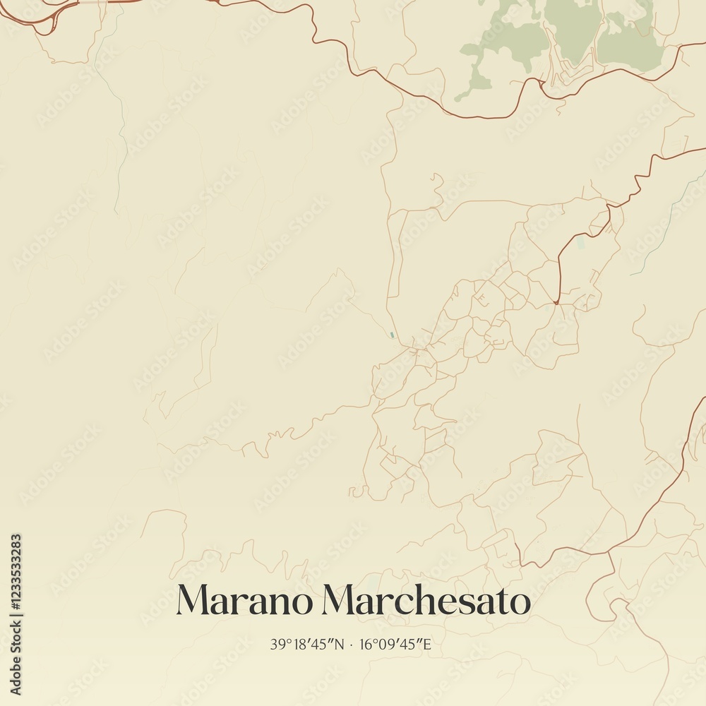 Obraz premium Vintage map of Marano Marchesato, Italy.