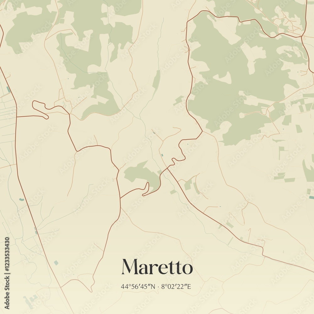 Fototapeta premium Vintage map of Maretto, Italy.
