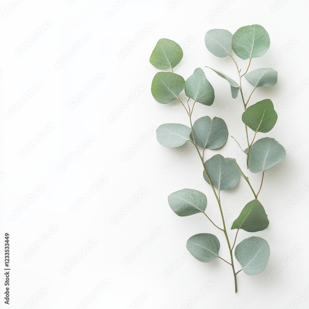 Eucalyptus sprigs on white background. Eucalyptus sprigs on white background.
