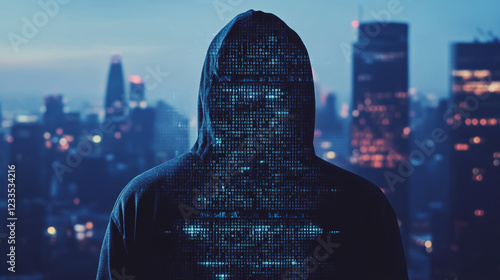 Hacker are planning to hack and attack networks and cyber security systems..Smart Innovation city with connection cyber security network reciprocity over the cityscape . future wireless digital city 	