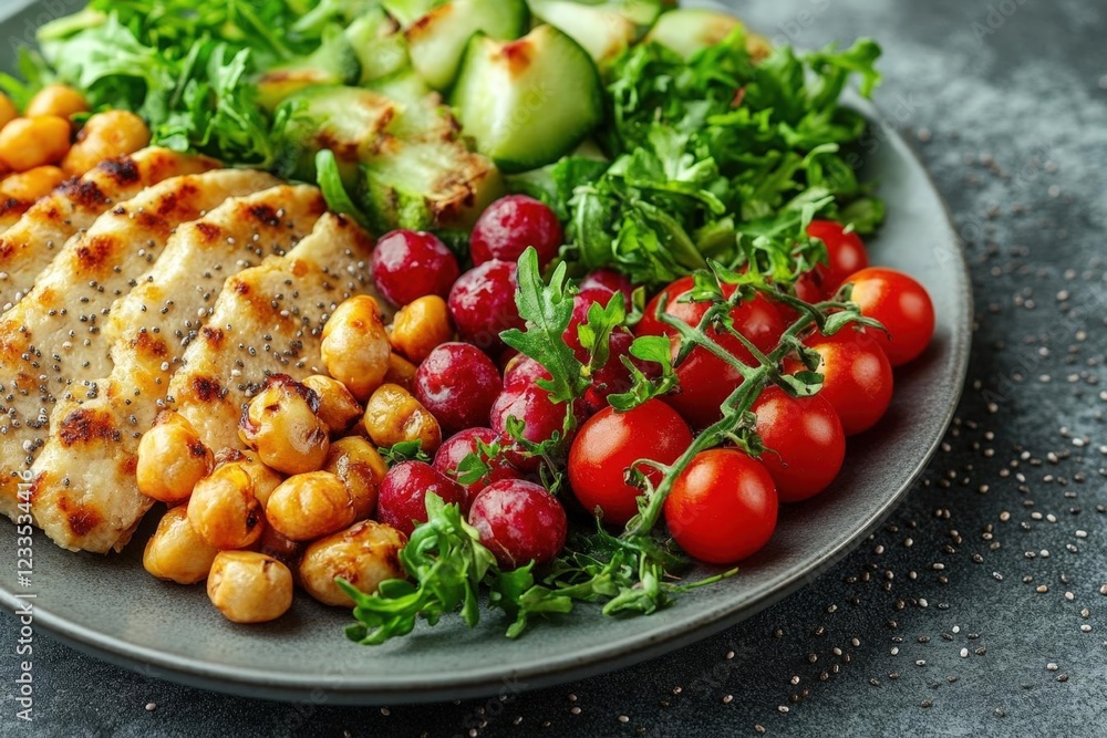 Grilled Chicken Salad with Chickpeas and Vegetables Grilled Chicken Salad with Chickpeas and Vegetables