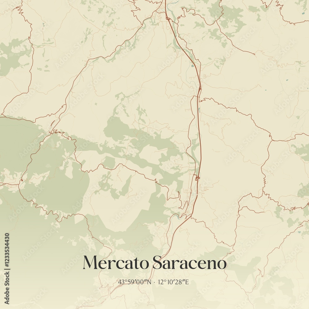 Obraz premium Vintage map of Mercato Saraceno, Italy.